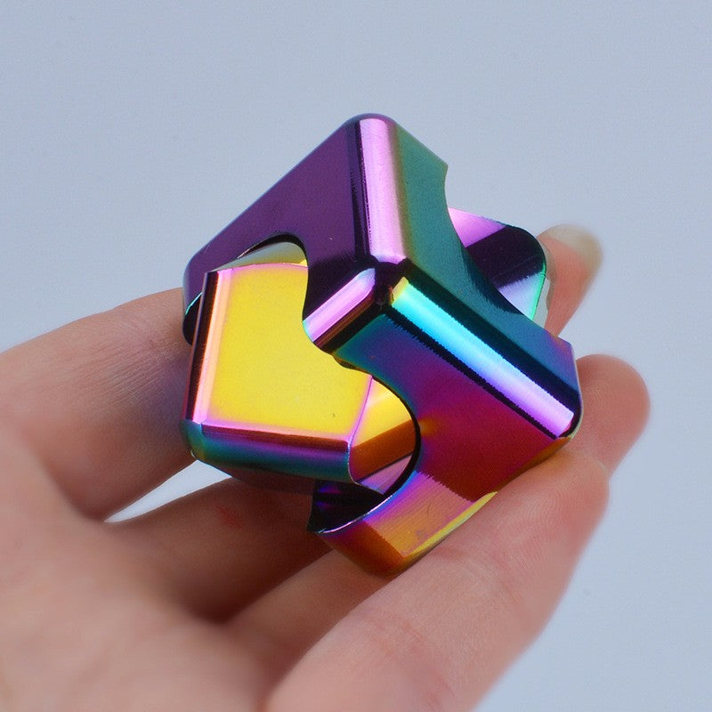 Finger Gyro Rotating Fingertip Magic Cube Colorful Finger Edc And Artifact Small Toy Square Alloy